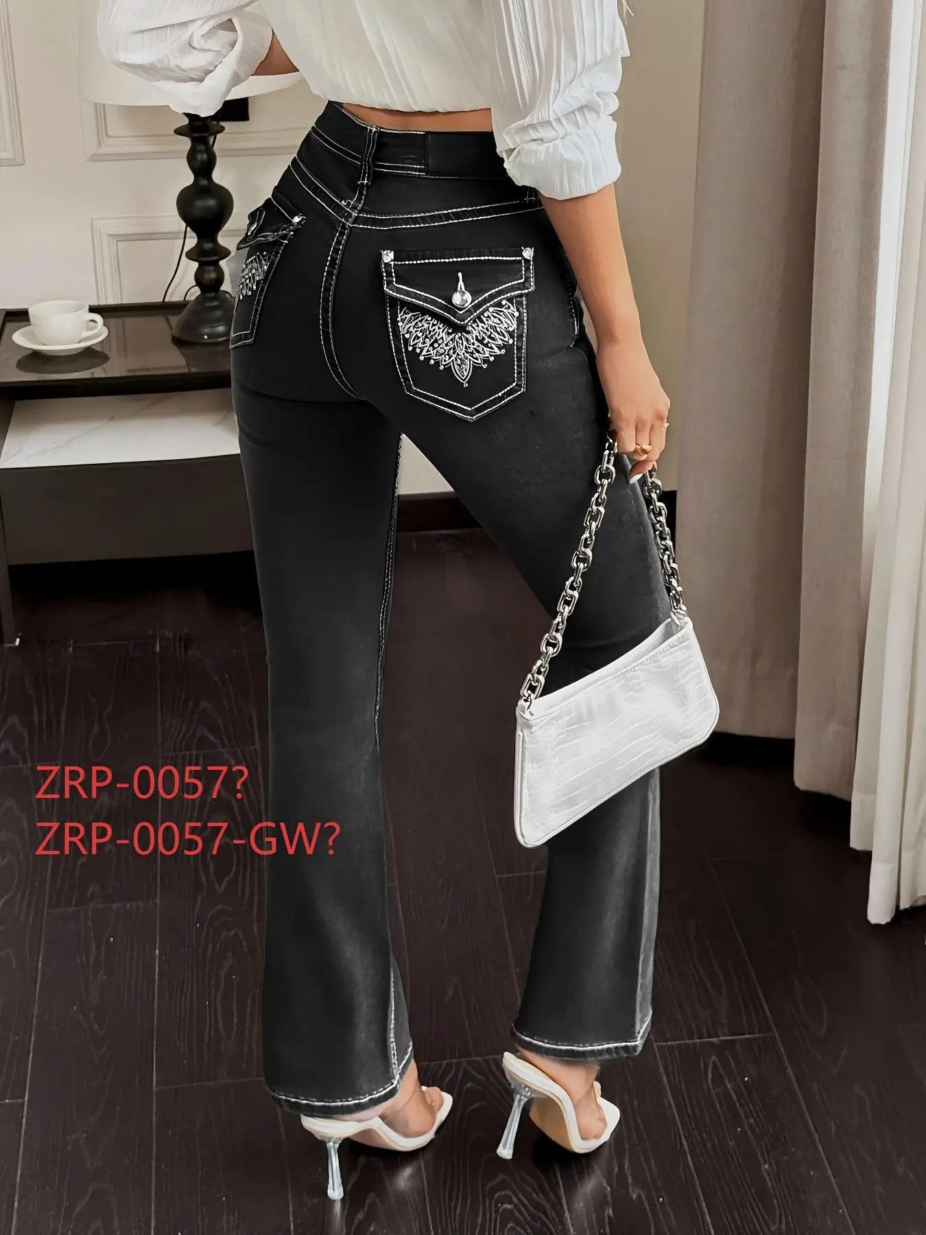 Women High Waist Black Flare Jeans Slim Fit Stretch Denim Pants Casual Streetwear Vintage Retro Bootcut Trousers Fashion Outfit