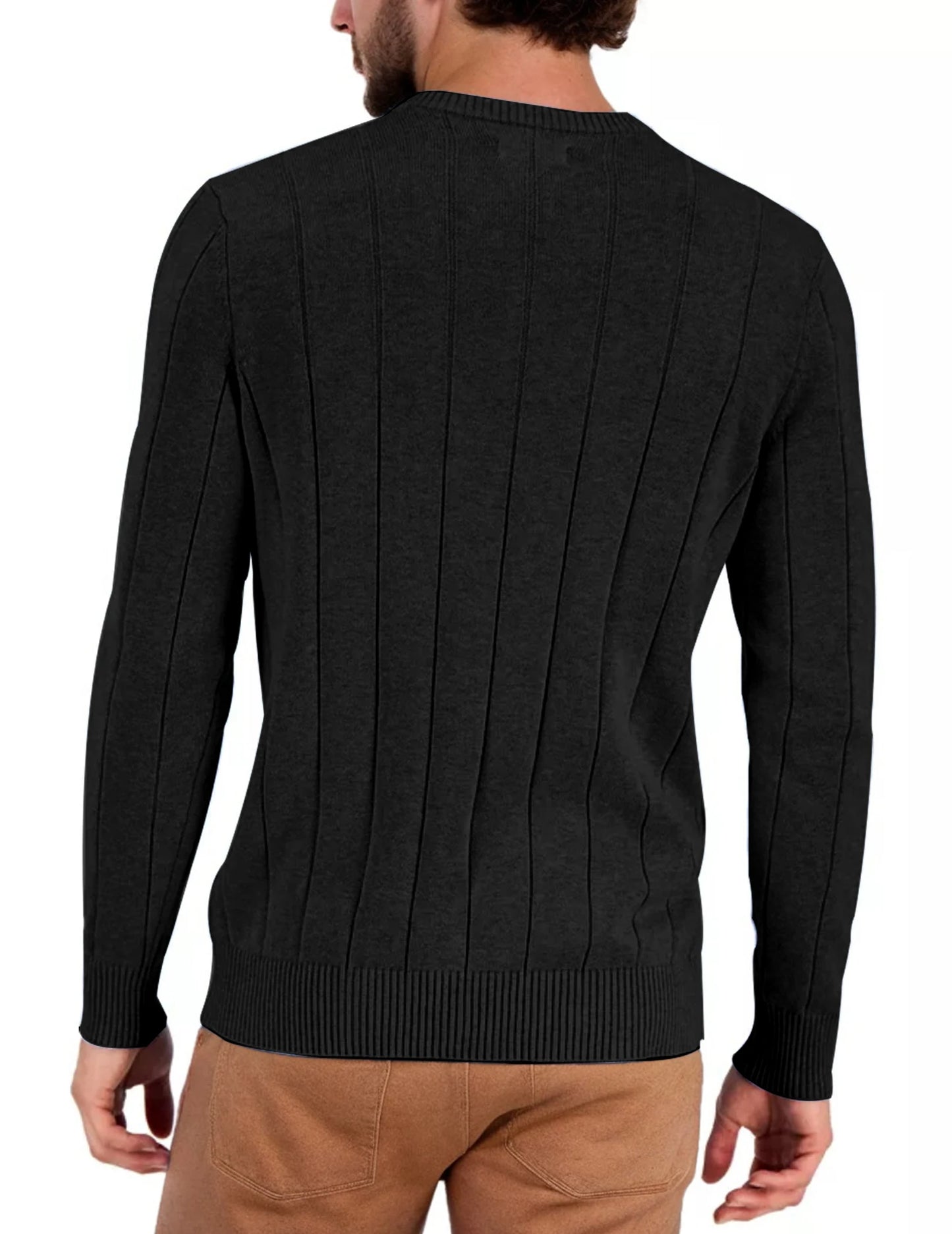 "Men's Fashion V-Neck Wide Stripe Pullover Sweater, Casual and Comfortable, Ideal for Fall and Winter Wear"