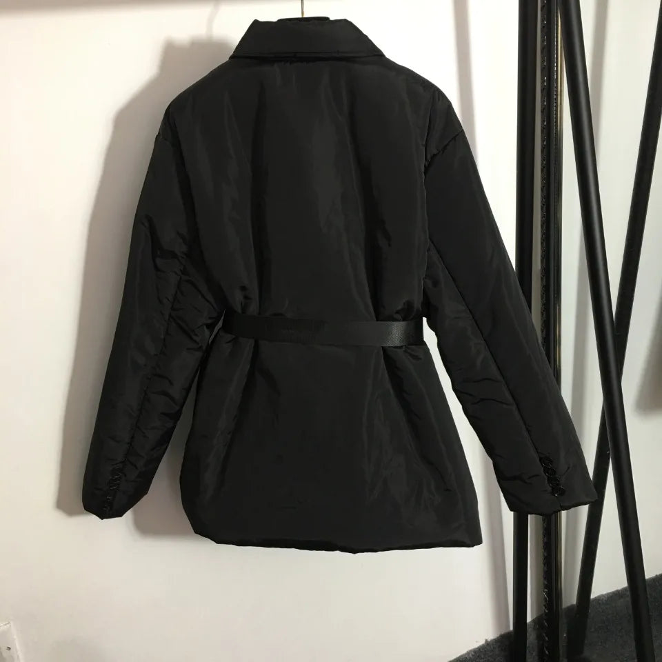 High quality autumn and winter women's waistband, waist cinched lapel, long sleeved bread jacket, cotton jacket SU53