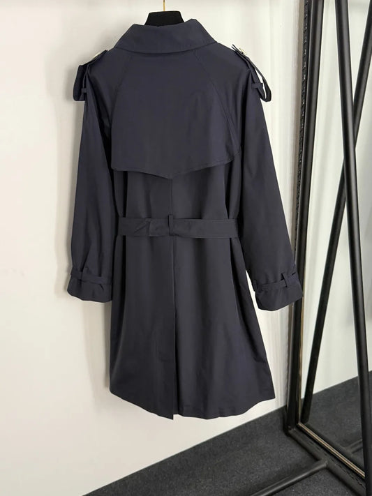 Early Autumn New Belt Waist Lapel Long Sleeve High-end Windbreaker Mid-length Coat
