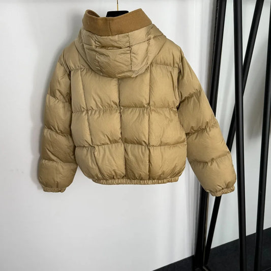 High quality autumn and winter women's woolen patchwork long sleeved hooded cotton jacket  SU120