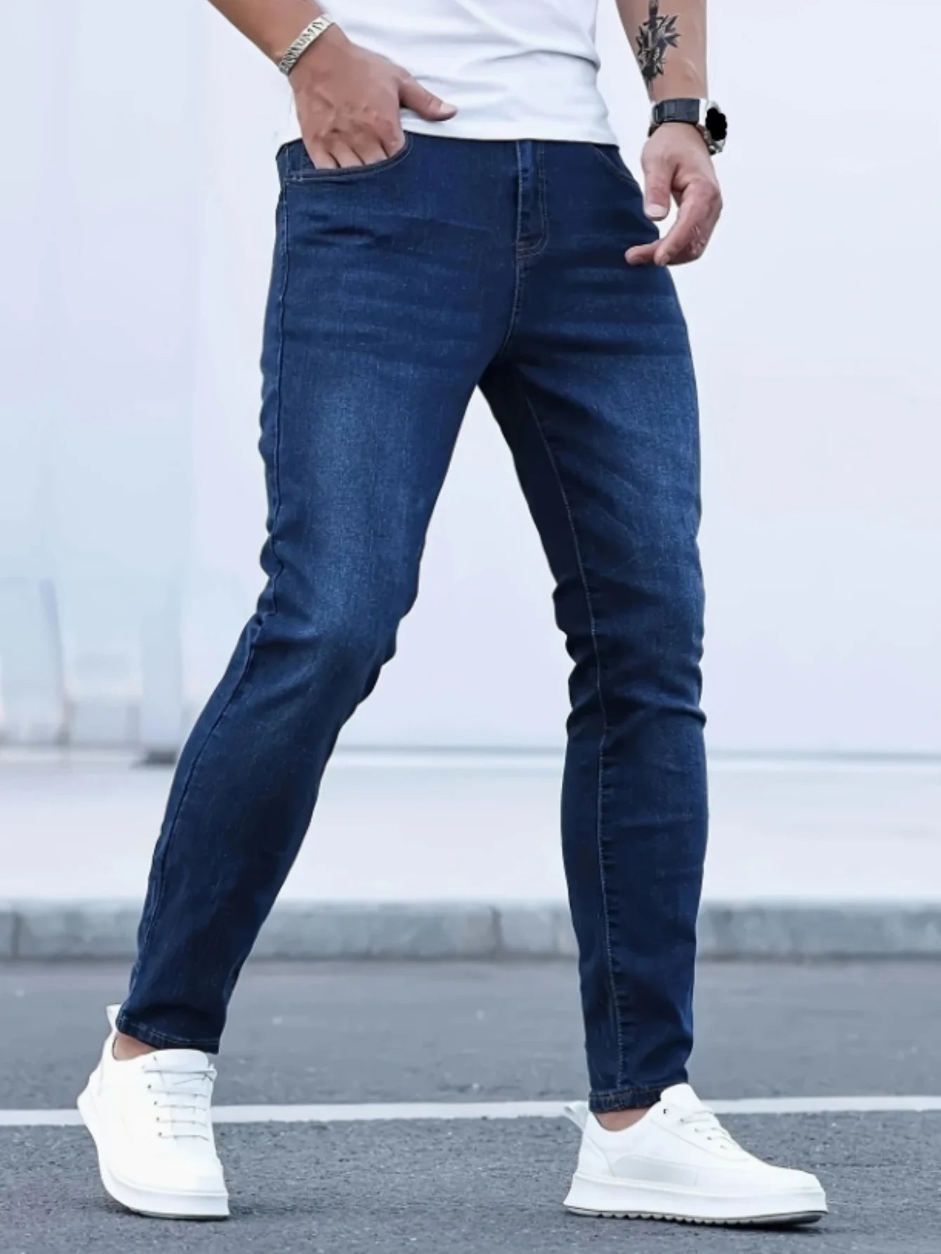 Men’s Slim-Fit Stretch Jeans, Minimalist Structured Stretch, Golf Course To Quarterly Reviews, Suitable For All Seasons