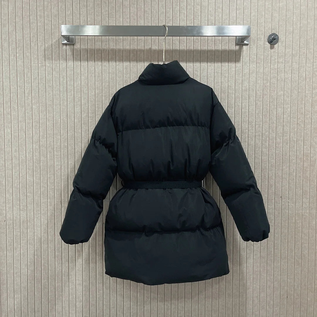2025 Autumn/Winter New Women's Waist Cinched Standing Collar Long Sleeved Jacket