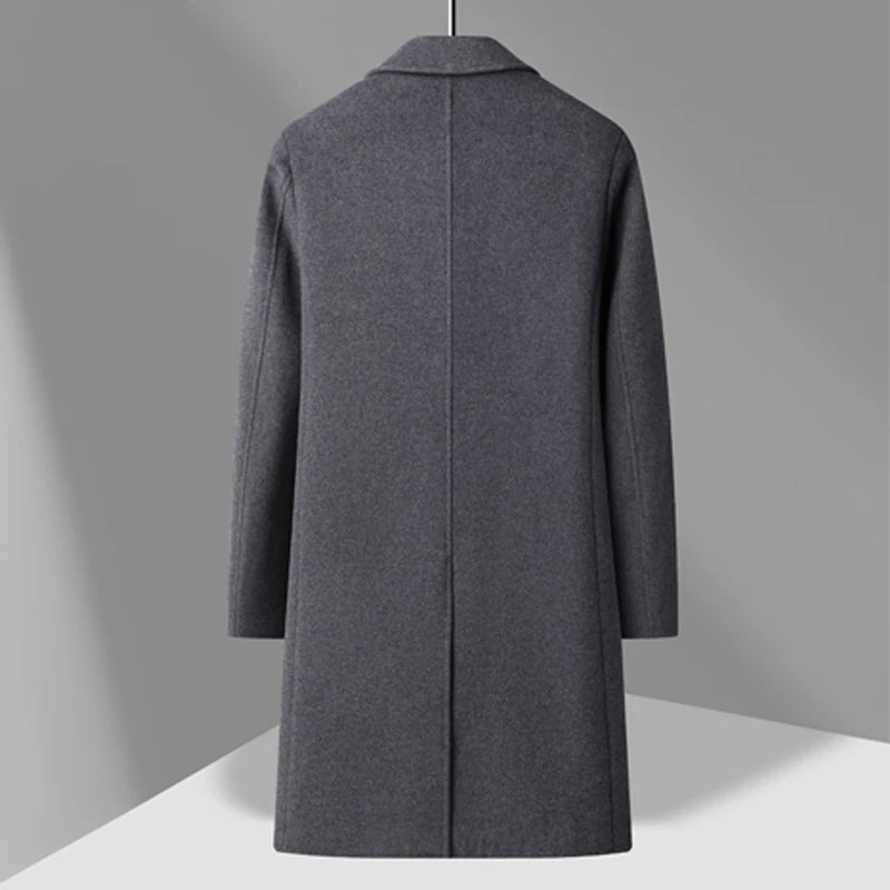 Winter Men's Woolen Coat Thicken Warm Trench Coat Men Wool Casual Double Fashion Breasted Long Overcoat Men