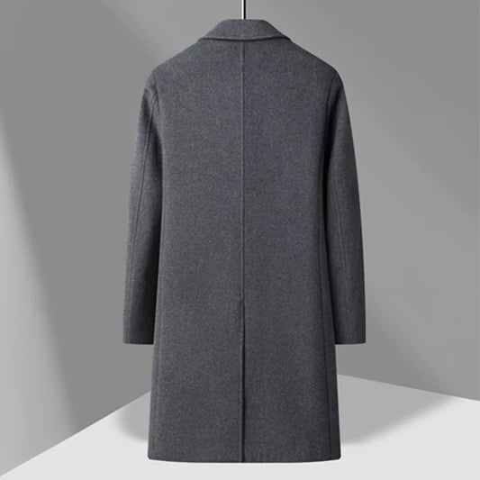 Winter Men's Woolen Coat Thicken Warm Trench Coat Men Wool Casual Double Fashion Breasted Long Overcoat Men