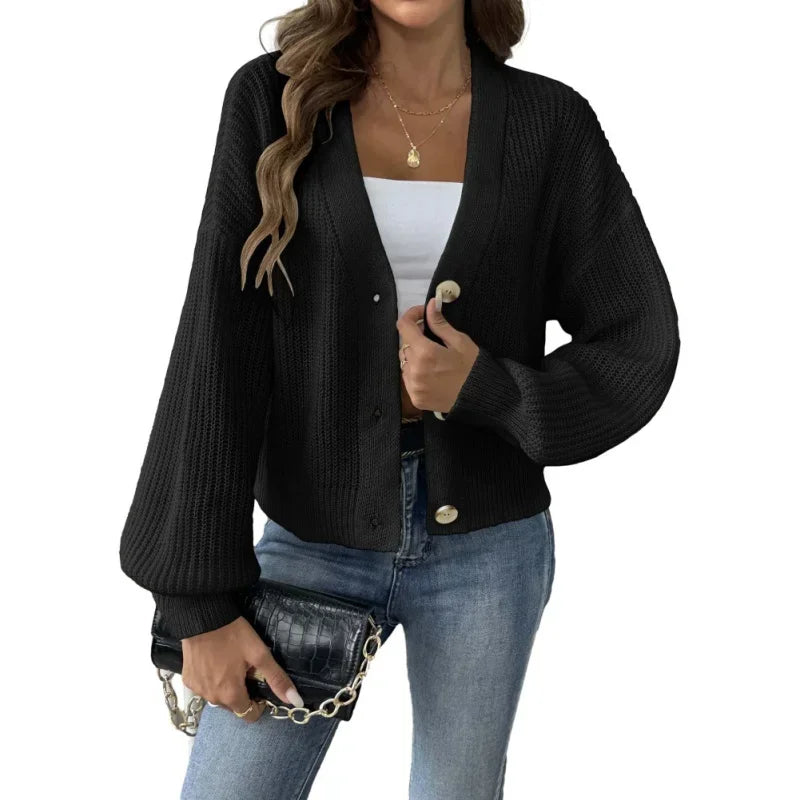 Women Simple Cardigan Sweaters Fall Oversized Button Open Front Knit Lightweight Cardigans Fall Outfits Outerwear