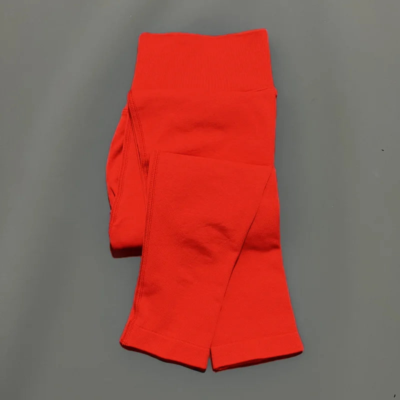 No Logo Gym Leggings Women Seamless Yoga Pants Low Ribbed Band Leggings Fitness Running Sportswear Sports Long Leggings