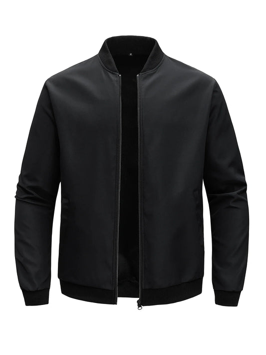 2025 Spring and Autumn New Baseball Collar Short Loose Solid Color Jacket Men's Business Casual Thin Coat Trend