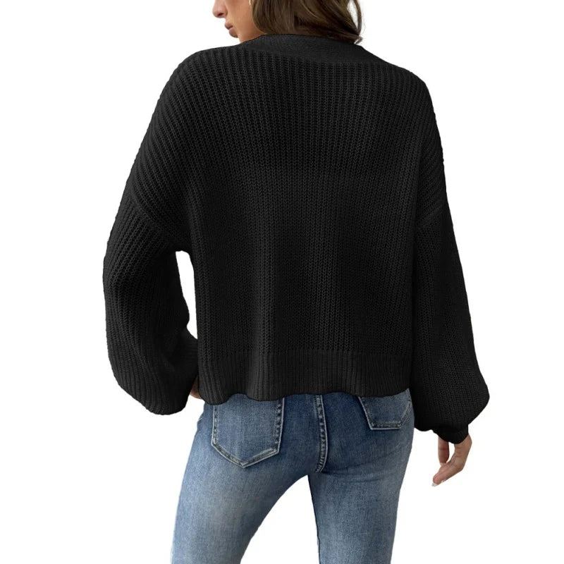 Women Simple Cardigan Sweaters Fall Oversized Button Open Front Knit Lightweight Cardigans Fall Outfits Outerwear