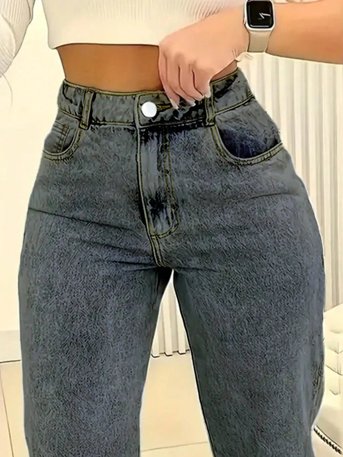 2025 New Style Y2 American Fashion Trend Women's Solid Color Straight-Leg Jeans, Comfortable, Unisex Style