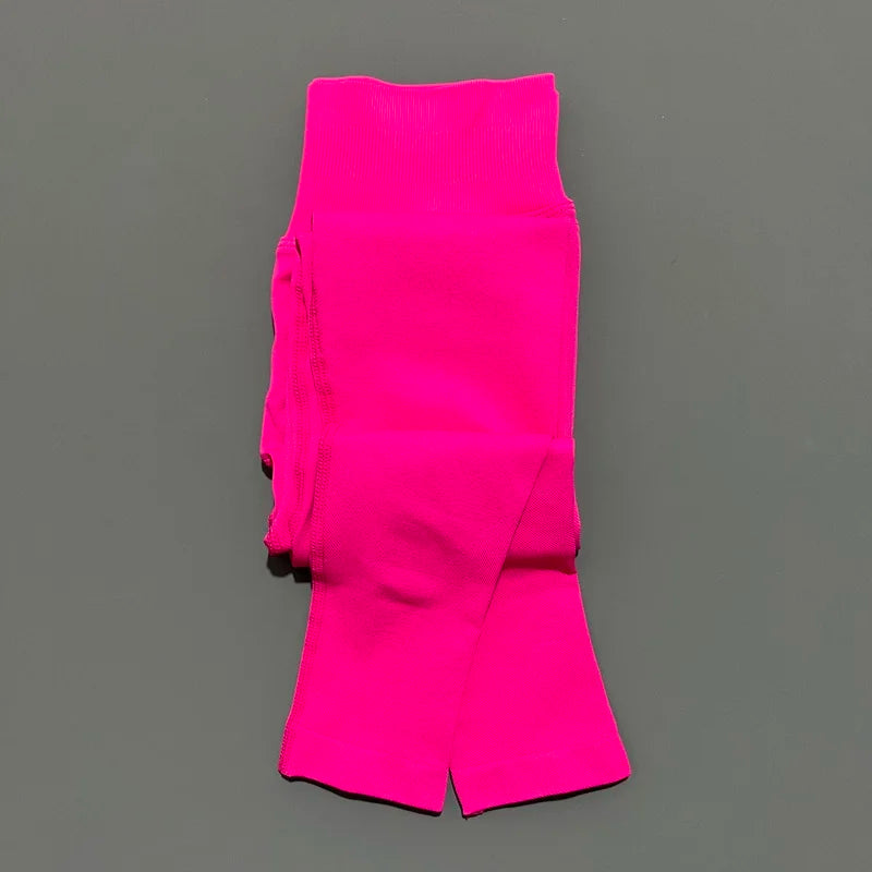 No Logo Gym Leggings Women Seamless Yoga Pants Low Ribbed Band Leggings Fitness Running Sportswear Sports Long Leggings