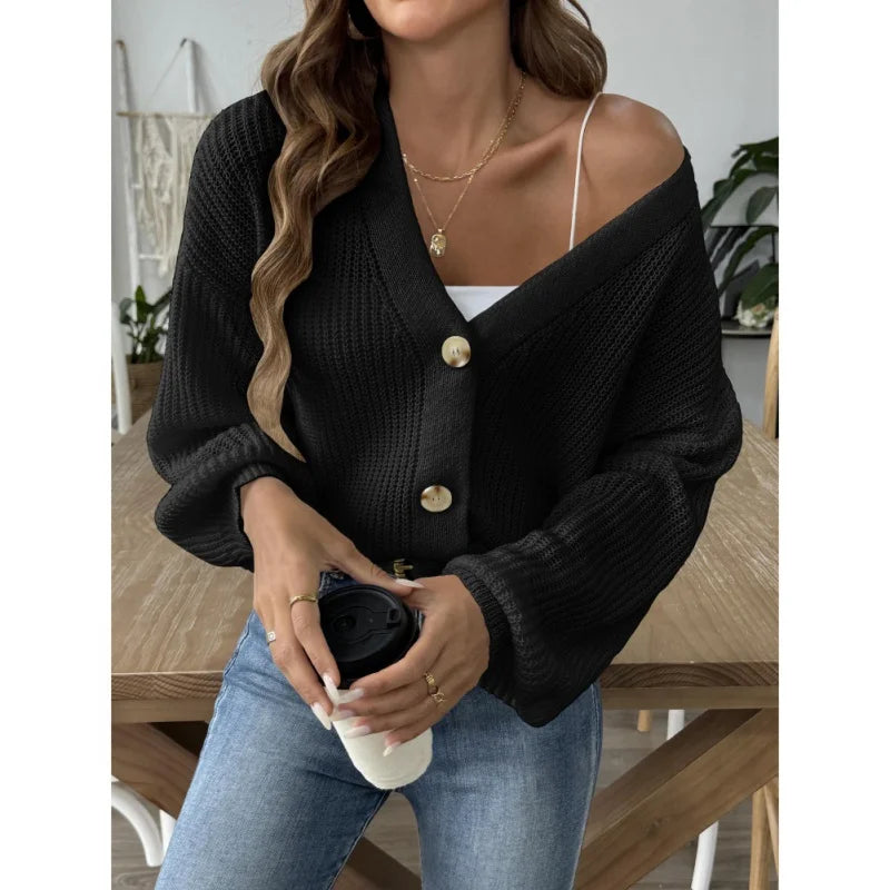Women Simple Cardigan Sweaters Fall Oversized Button Open Front Knit Lightweight Cardigans Fall Outfits Outerwear