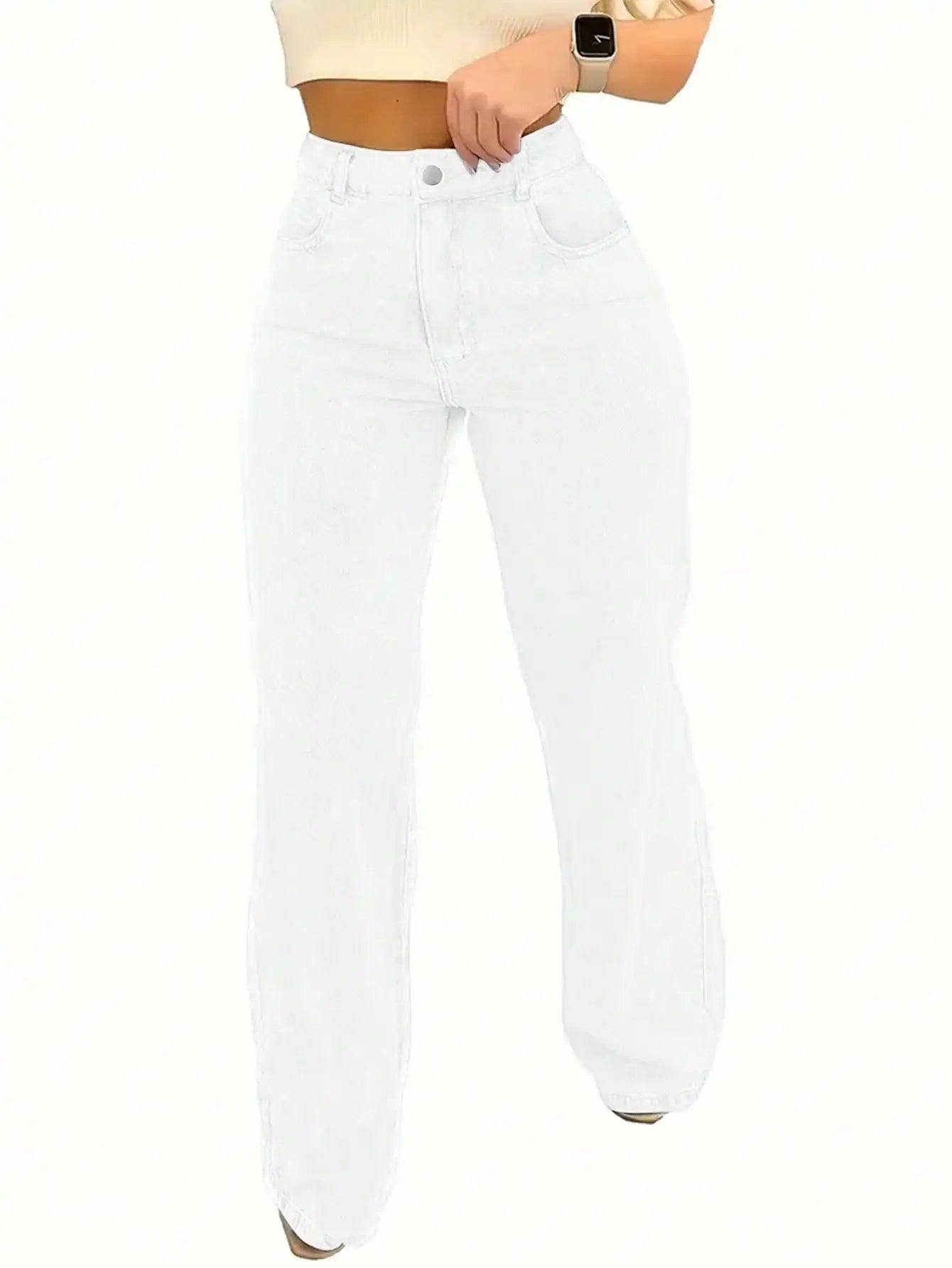 2025 New Style Y2 American Fashion Trend Women's Solid Color Straight-Leg Jeans, Comfortable, Unisex Style
