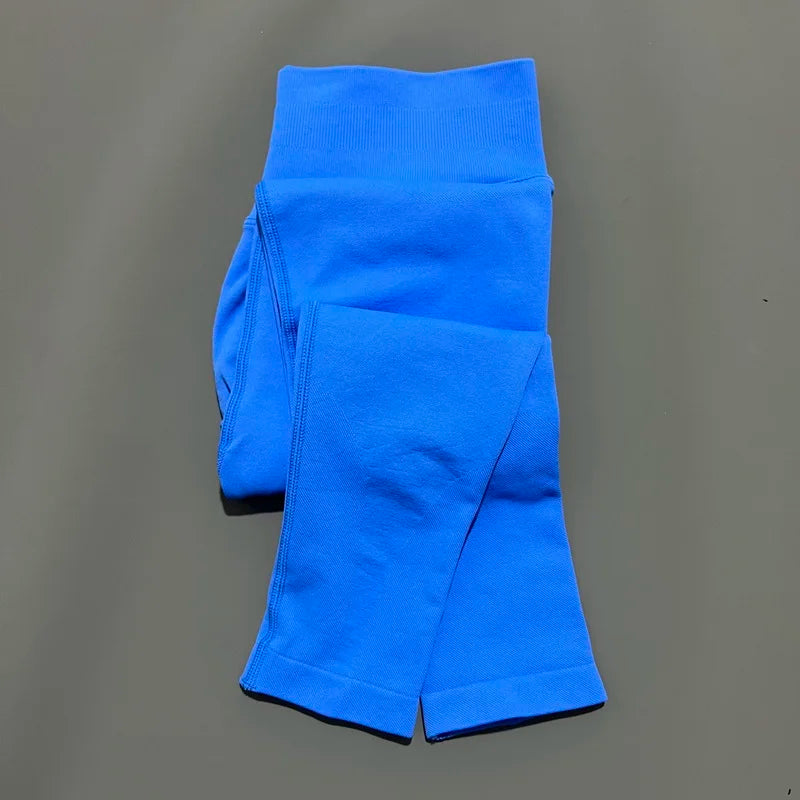 No Logo Gym Leggings Women Seamless Yoga Pants Low Ribbed Band Leggings Fitness Running Sportswear Sports Long Leggings