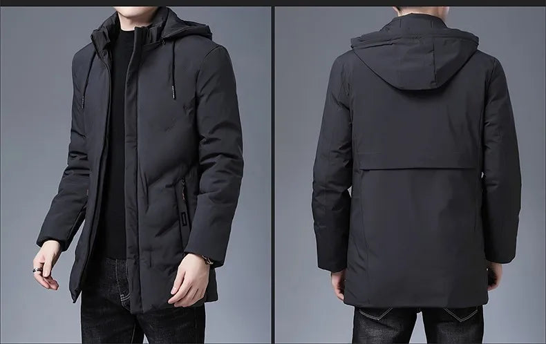 Top Grade Designer New Brand Men Parka Jacket Thick Casual Fashion Windbreaker Hooded Quilted Bubble Coats Long Mens Clothes