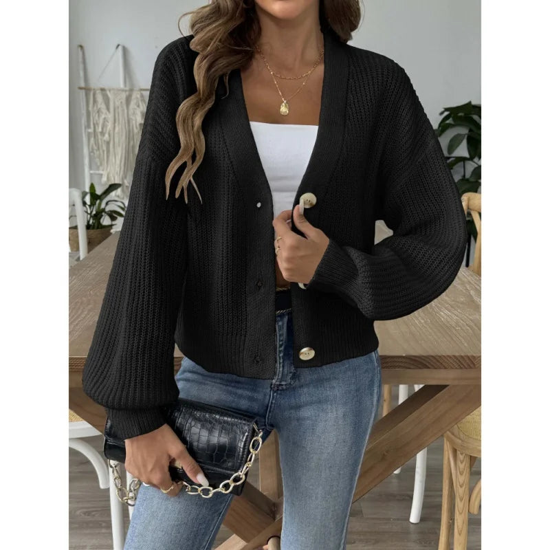 Women Simple Cardigan Sweaters Fall Oversized Button Open Front Knit Lightweight Cardigans Fall Outfits Outerwear