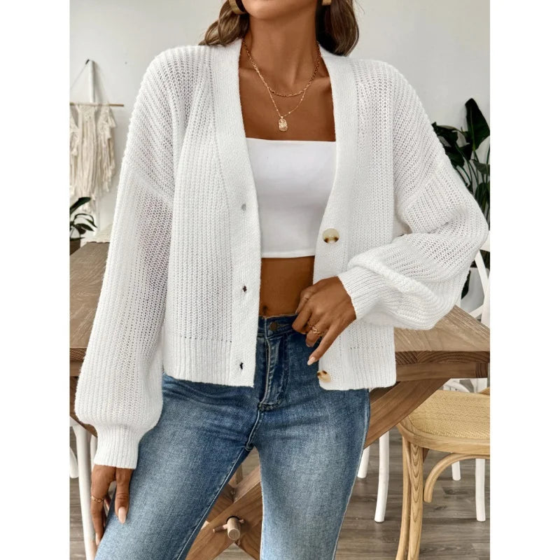 Women Simple Cardigan Sweaters Fall Oversized Button Open Front Knit Lightweight Cardigans Fall Outfits Outerwear