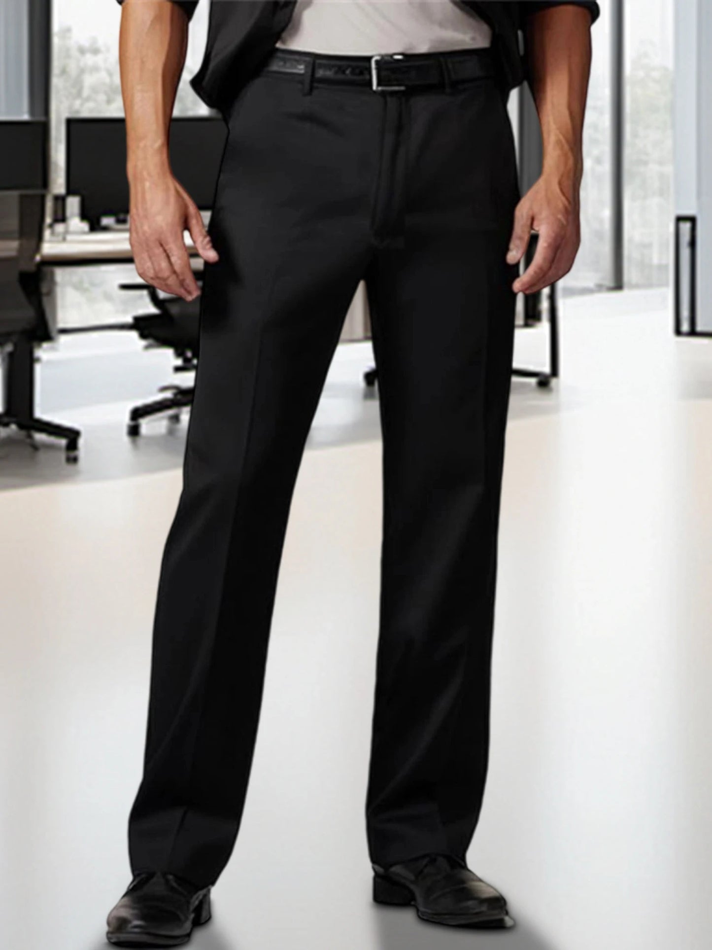 Men s Fit Dress Pants Classic Flat Front Trousers with Belt Loops and Button Closure for Work or Formal Events