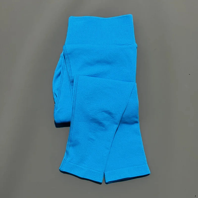 No Logo Gym Leggings Women Seamless Yoga Pants Low Ribbed Band Leggings Fitness Running Sportswear Sports Long Leggings