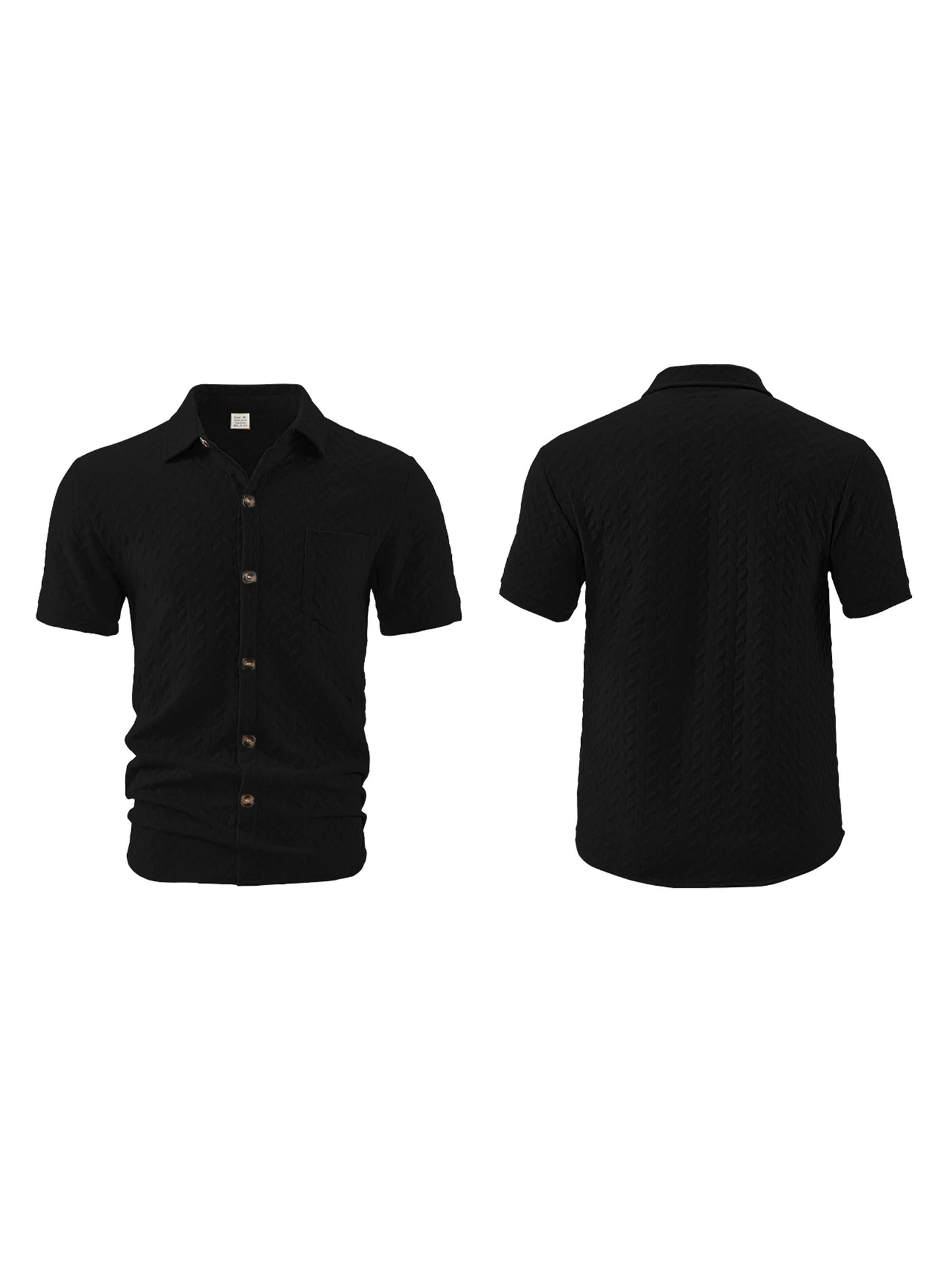 Men s Casual Short Sleeve Button Down Shirt with Turn-down Collar Solid Color Summer Top for Daily Wear and Outings