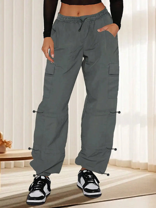 Women's Street Pants 2025 Loose Work Sports Pants Elastic Belt Pockets Warm Casual and Fashionable Jogging Pants