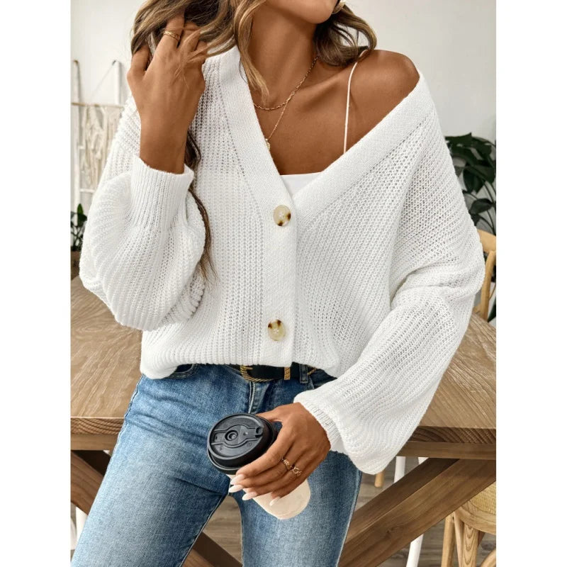 Women Simple Cardigan Sweaters Fall Oversized Button Open Front Knit Lightweight Cardigans Fall Outfits Outerwear