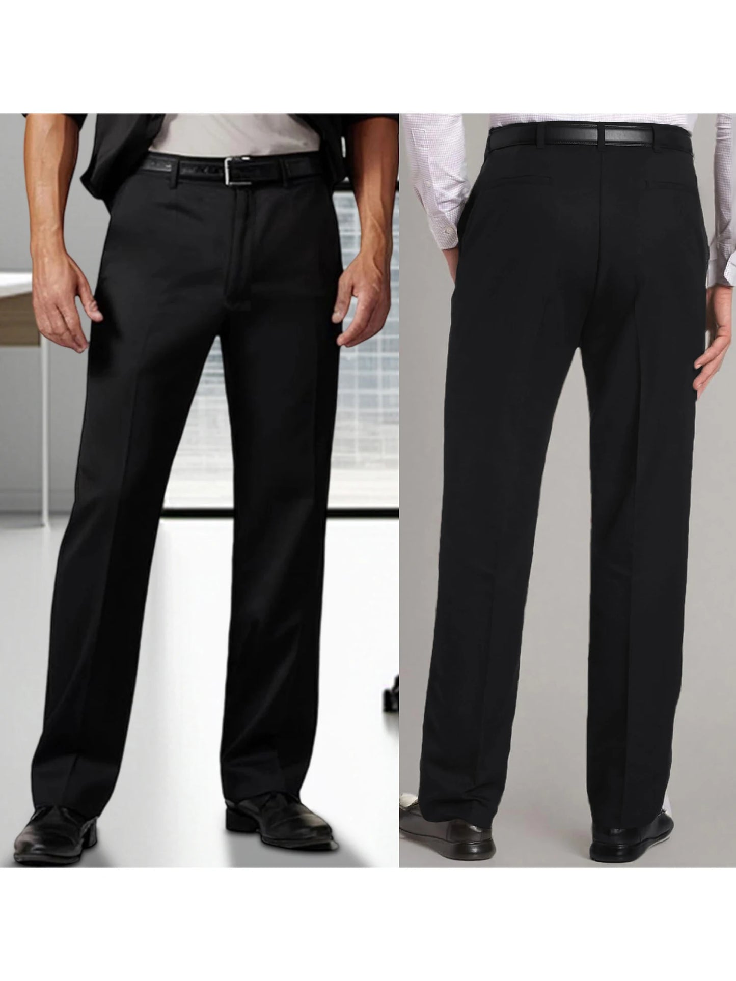 Men s Fit Dress Pants Classic Flat Front Trousers with Belt Loops and Button Closure for Work or Formal Events