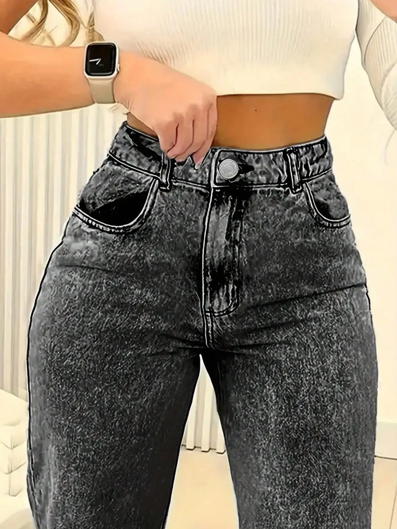 2025 New Style Y2 American Fashion Trend Women's Solid Color Straight-Leg Jeans, Comfortable, Unisex Style