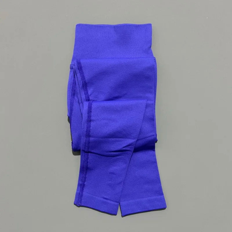 No Logo Gym Leggings Women Seamless Yoga Pants Low Ribbed Band Leggings Fitness Running Sportswear Sports Long Leggings