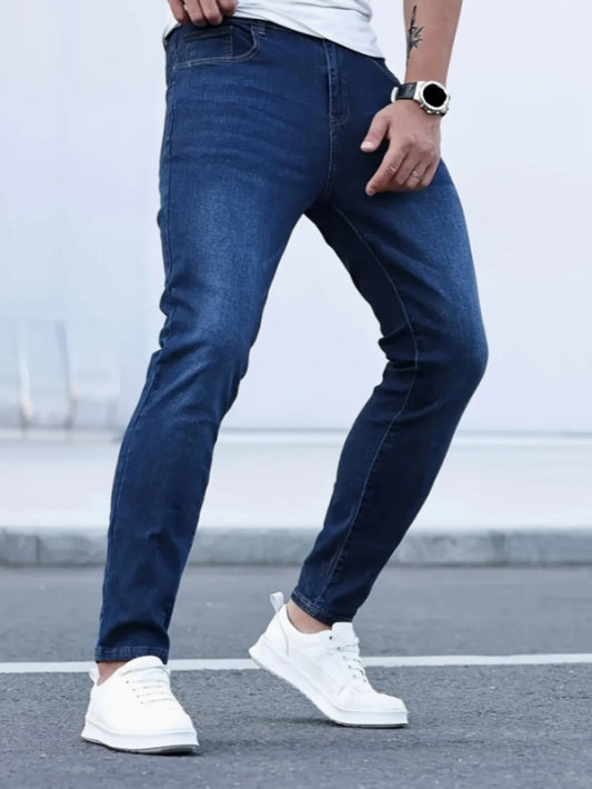 Men’s Slim-Fit Stretch Jeans, Minimalist Structured Stretch, Golf Course To Quarterly Reviews, Suitable For All Seasons