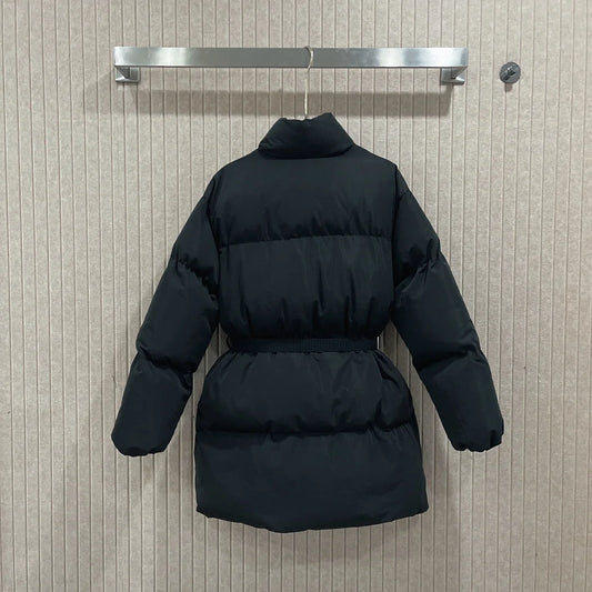 2025 Autumn/Winter New Women's Waist Cinched Standing Collar Long Sleeved Jacket