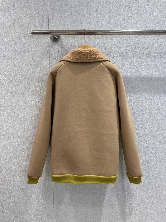 2025 New coat lamb jacket wool solid long-sleeved warm Fashionable Versatile Slimming Figure-hugging winter autumn