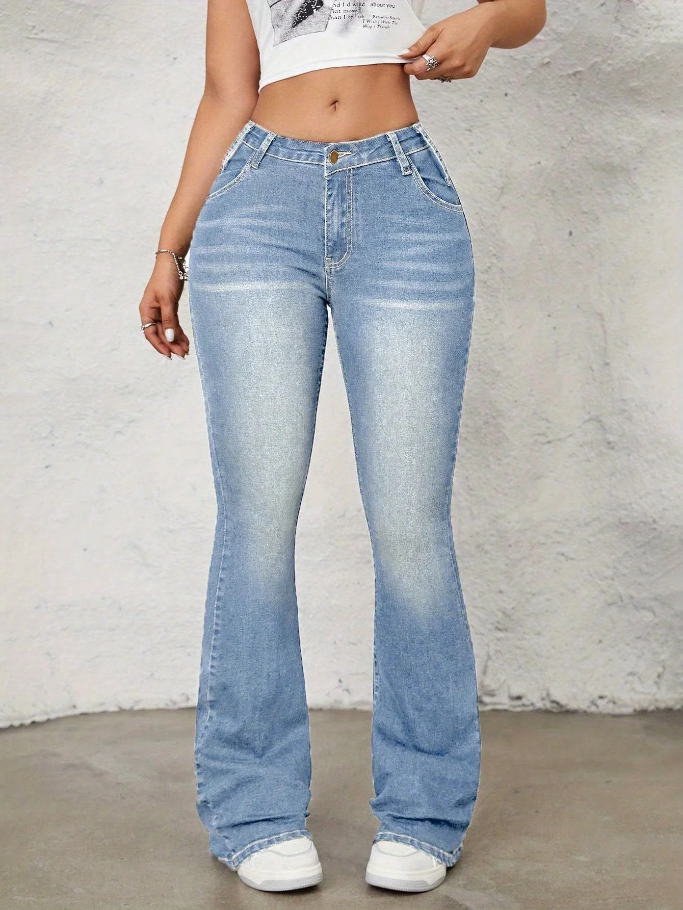 Women's Denim Skinny Flared Pants - Three Colors Available