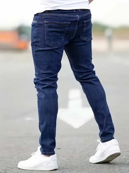 Street Fashion Solid Color Men'S Jeans - Slim Fit Fashionable Men'S Jeans For All Seasons