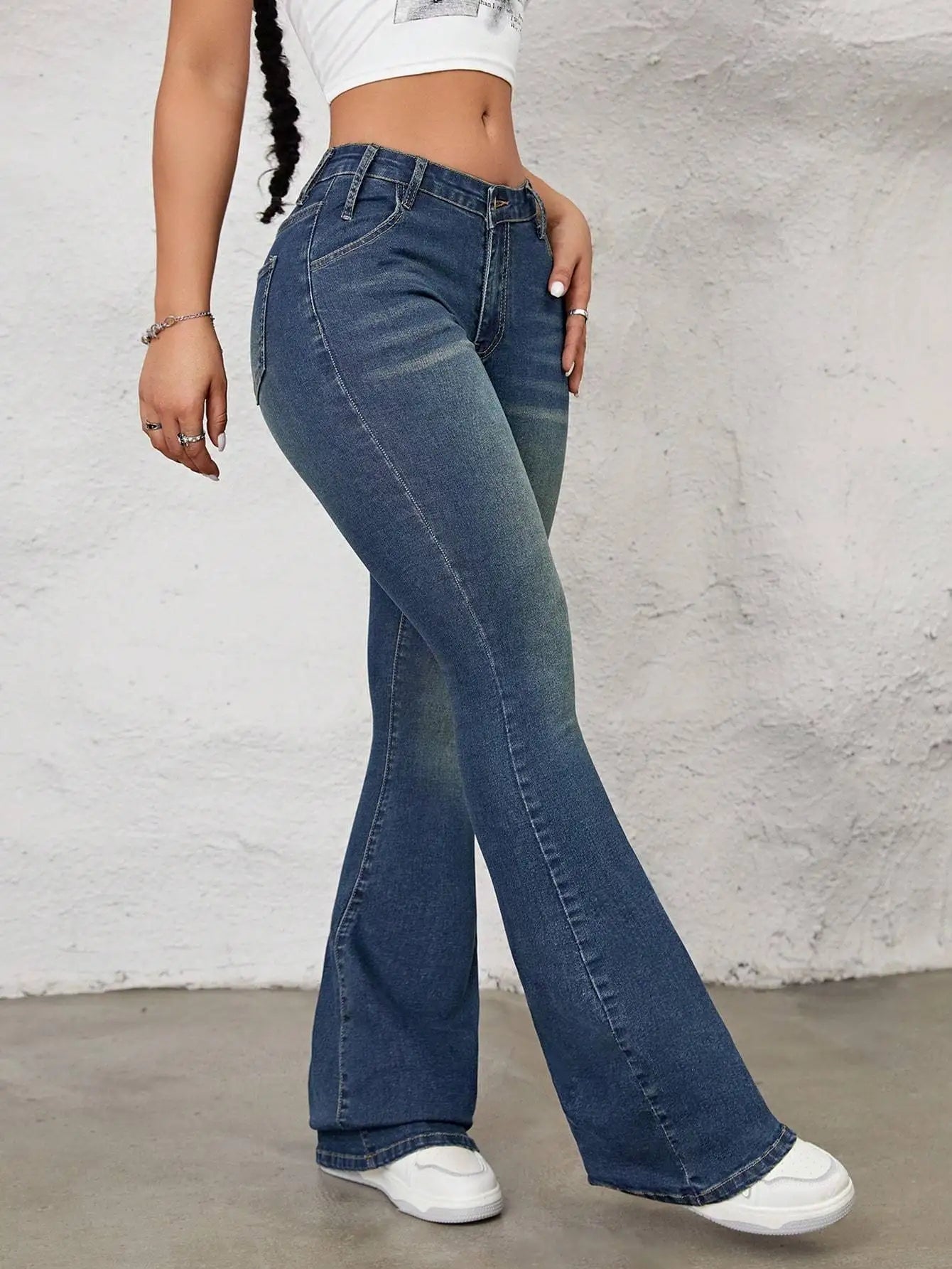 Women's Denim Skinny Flared Pants - Three Colors Available