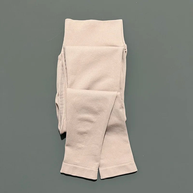 No Logo Gym Leggings Women Seamless Yoga Pants Low Ribbed Band Leggings Fitness Running Sportswear Sports Long Leggings