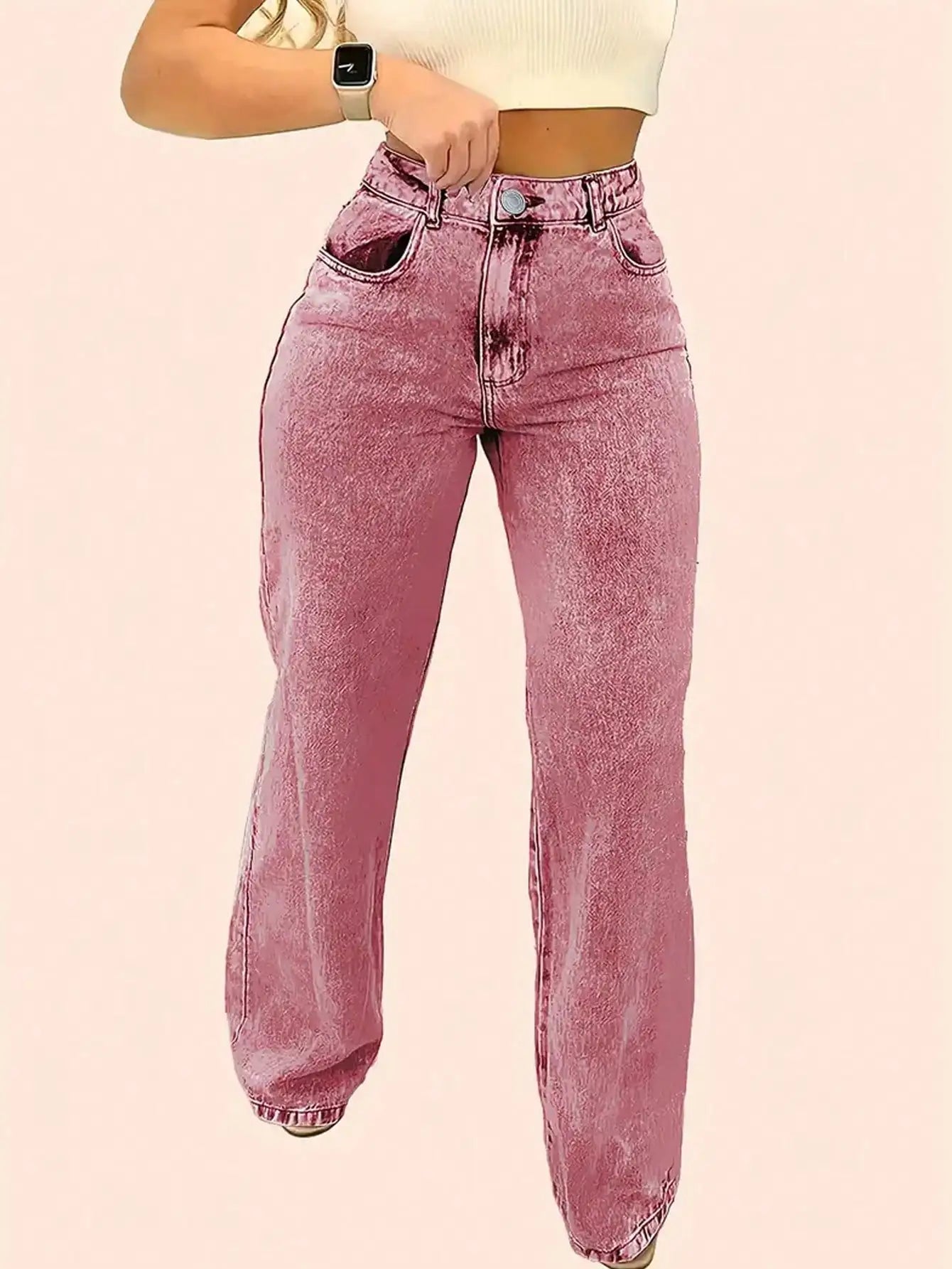 2025 New Style Y2 American Fashion Trend Women's Solid Color Straight-Leg Jeans, Comfortable, Unisex Style