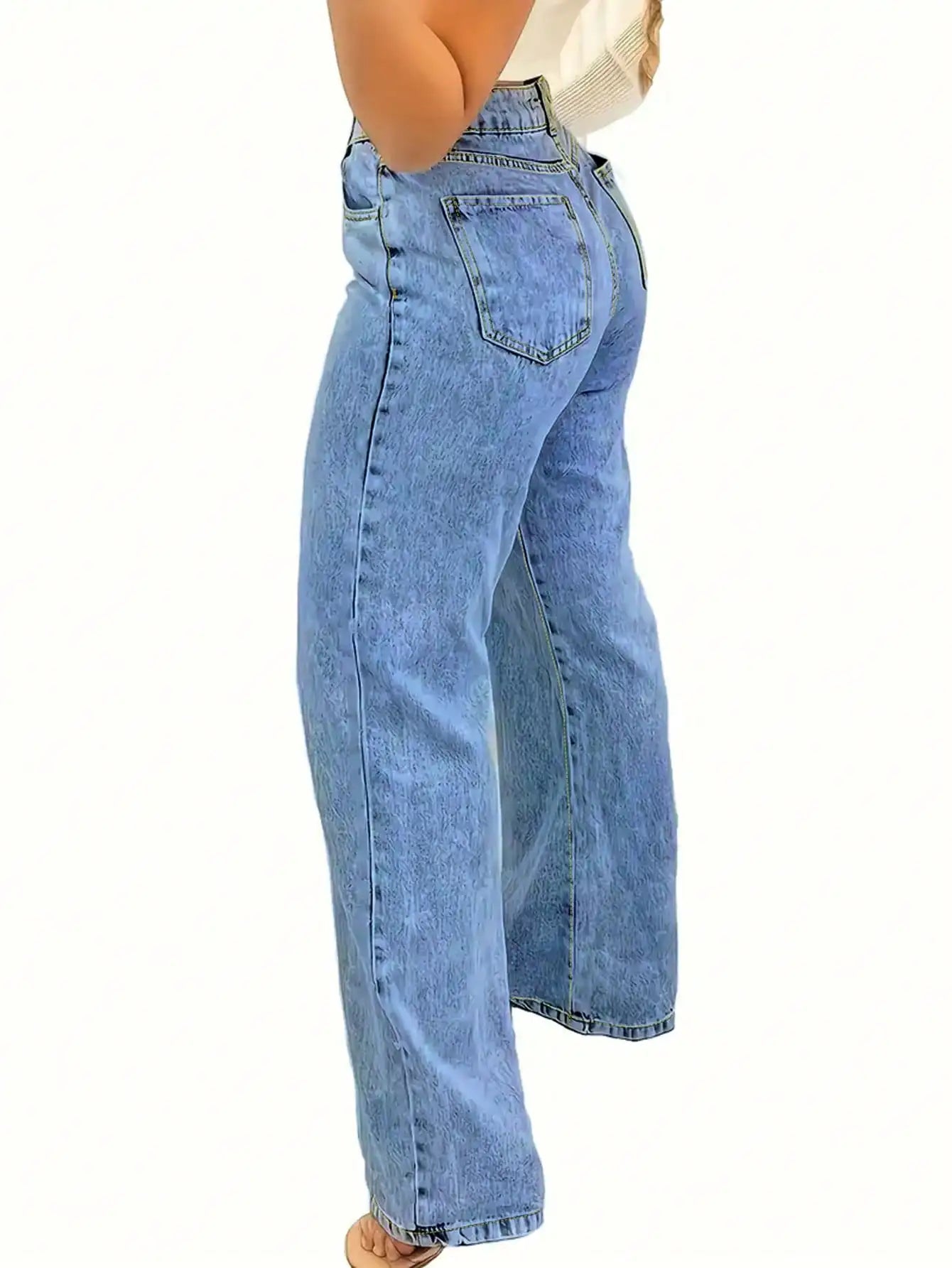 2025 New Style Y2 American Fashion Trend Women's Solid Color Straight-Leg Jeans, Comfortable, Unisex Style