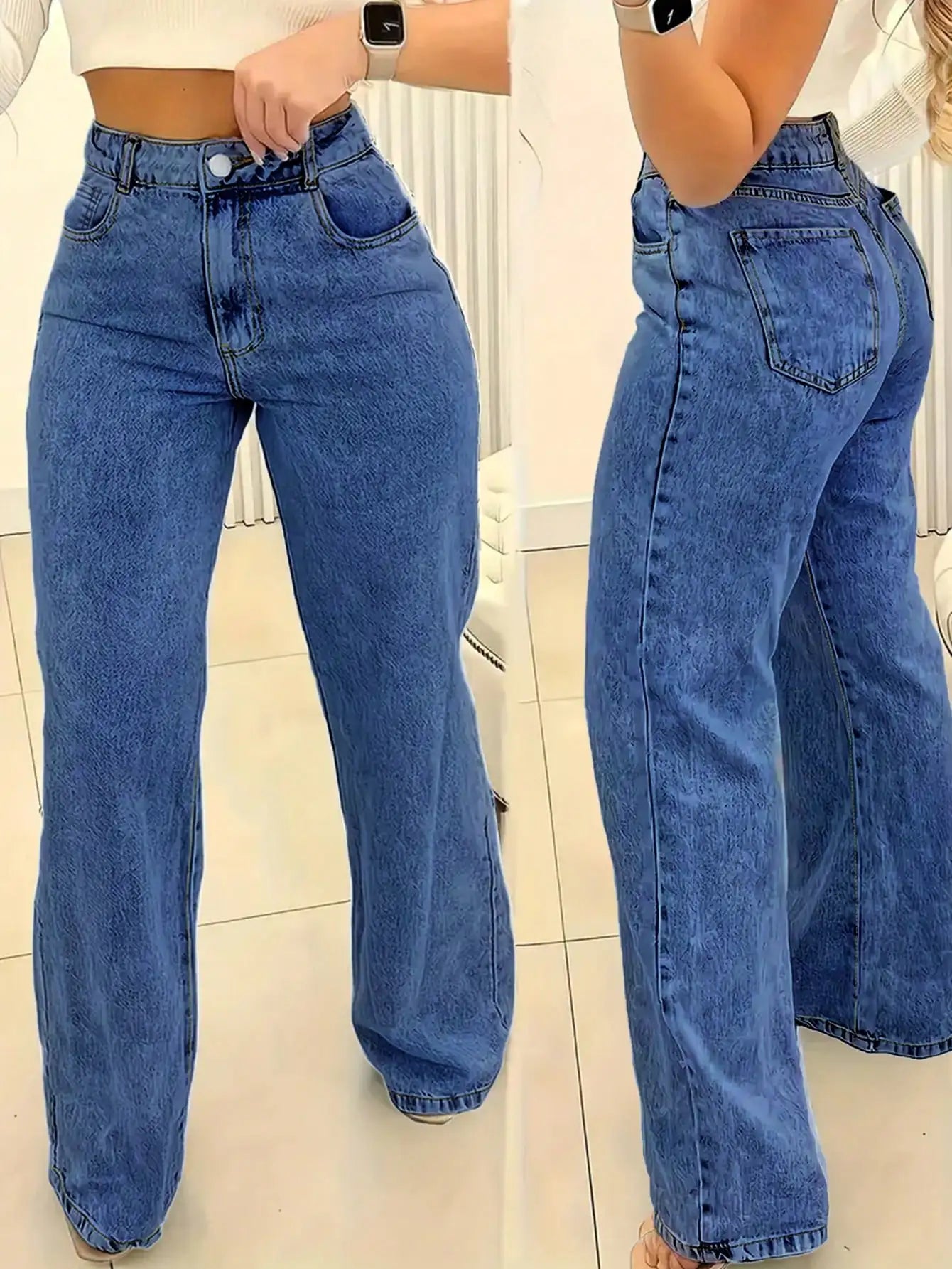 2025 New Style Y2 American Fashion Trend Women's Solid Color Straight-Leg Jeans, Comfortable, Unisex Style