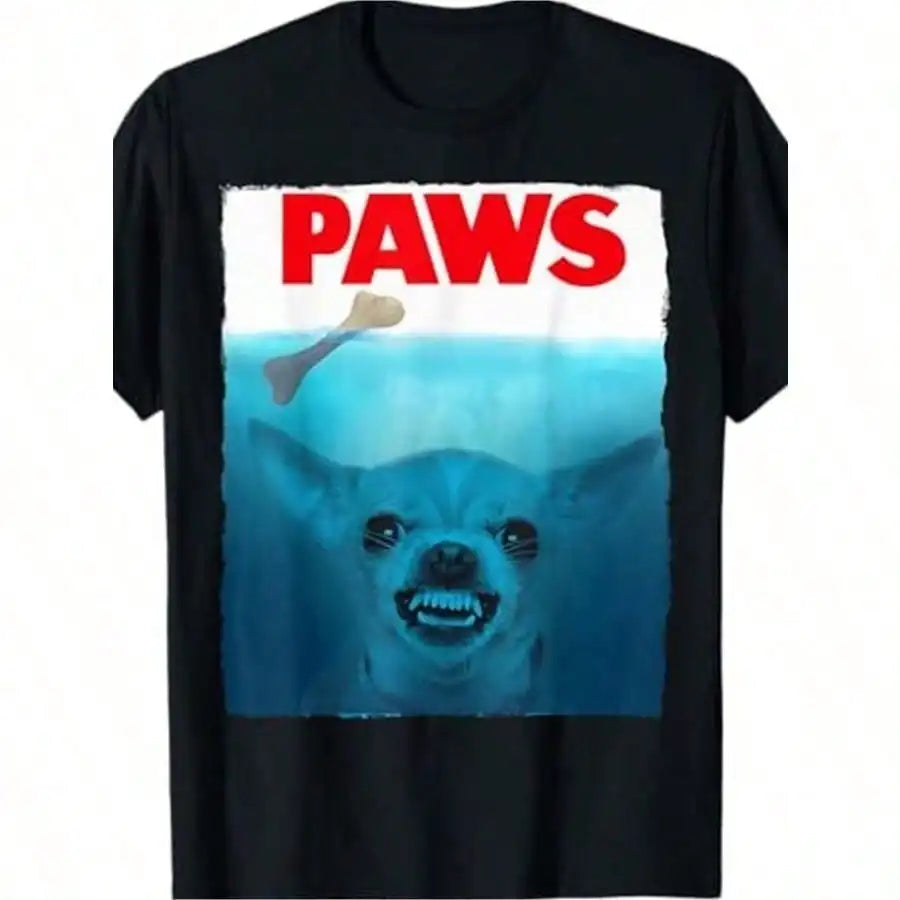Cotton Casual T-shirt Chihuahua Dog Paws Cute Movie Poster Pet Funny T-Shirt Comfortable Cotton Crew Neck Short Sleeve Tee