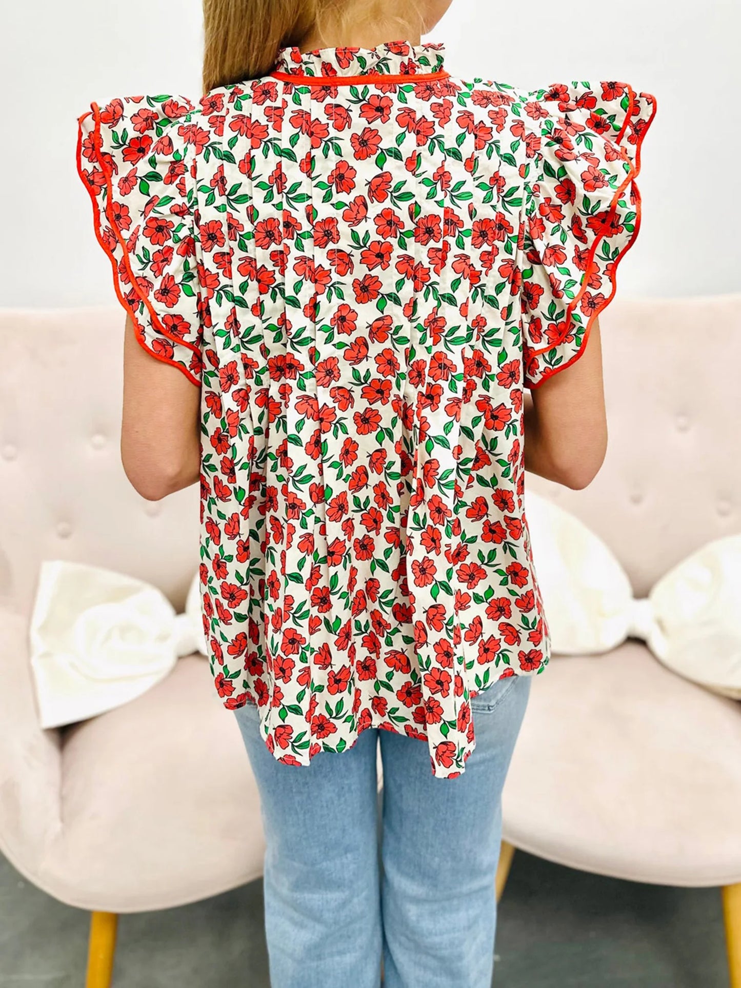 Women s Summer Casual V-Neck T-Shirt with Tie-Up Detail and Floral Print Short Sleeves Streetwear Top