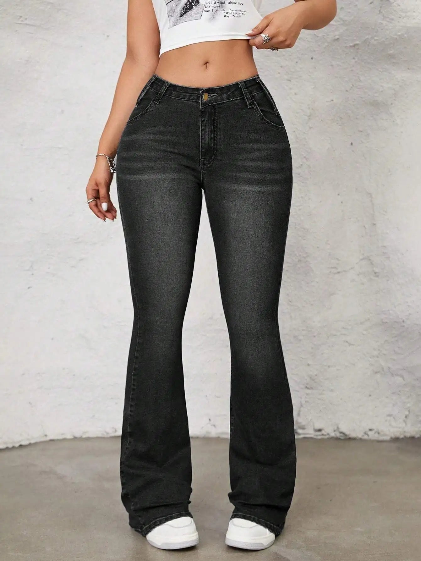 Women's Denim Skinny Flared Pants - Three Colors Available