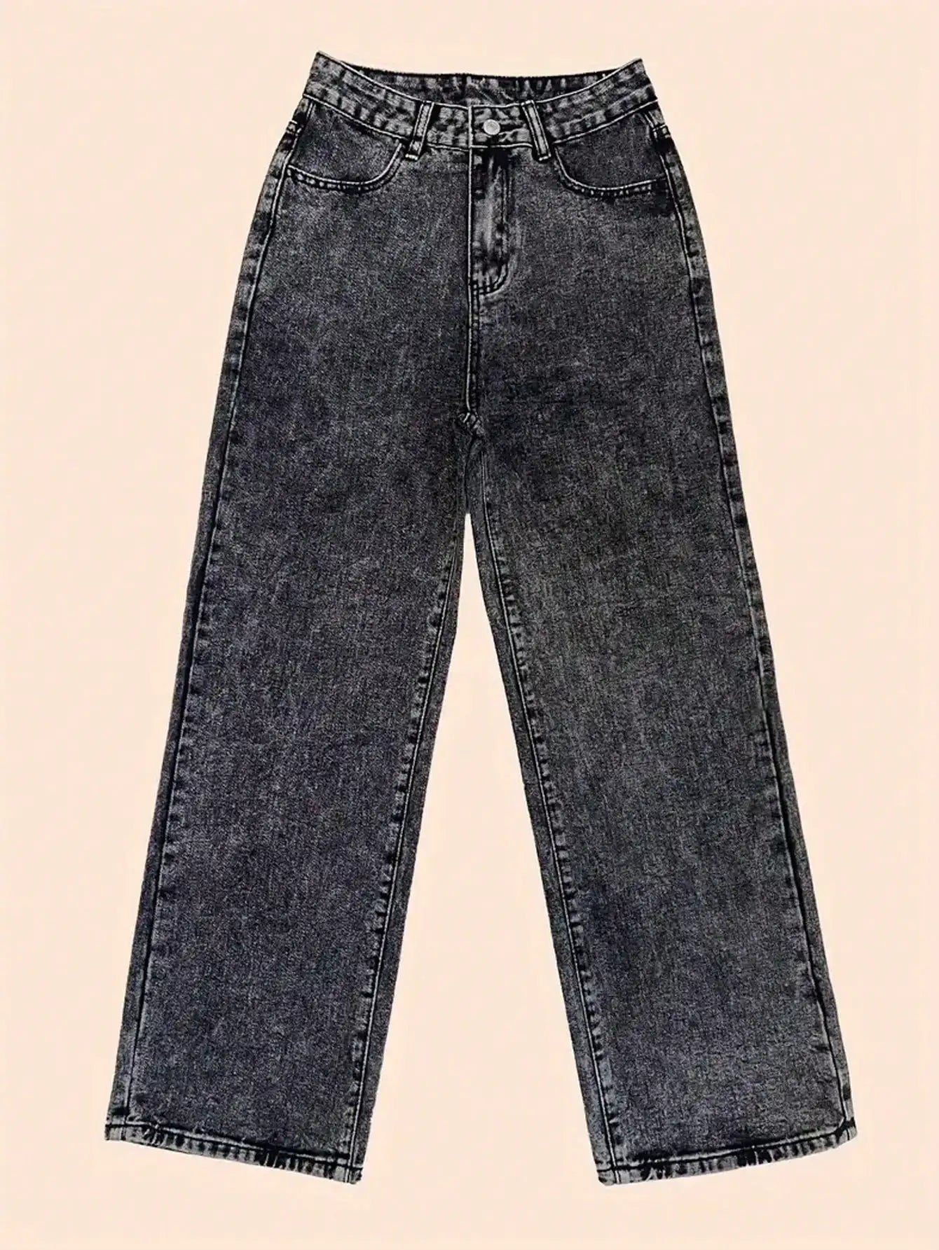 2025 New Style Y2 American Fashion Trend Women's Solid Color Straight-Leg Jeans, Comfortable, Unisex Style