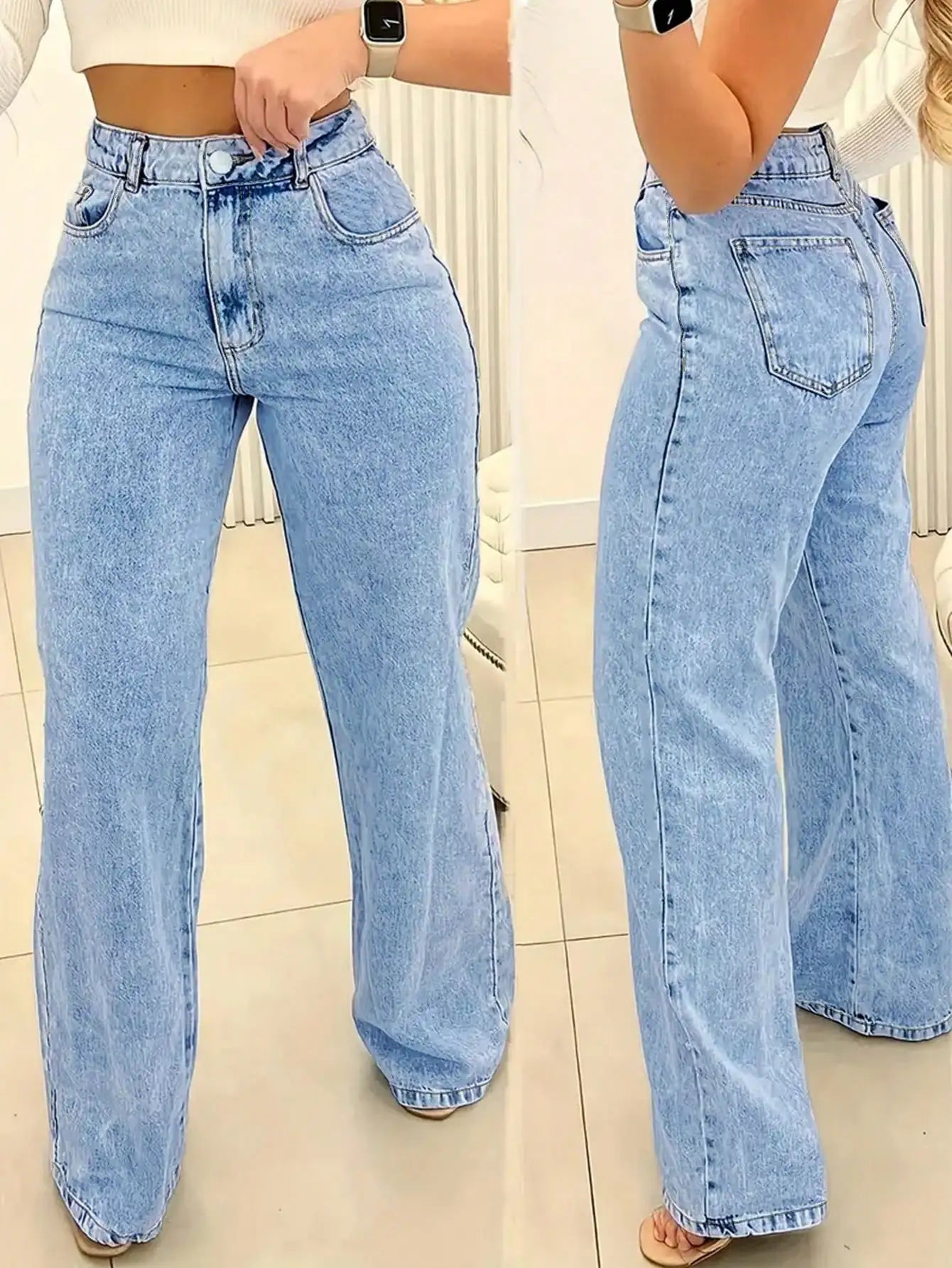 2025 New Style Y2 American Fashion Trend Women's Solid Color Straight-Leg Jeans, Comfortable, Unisex Style