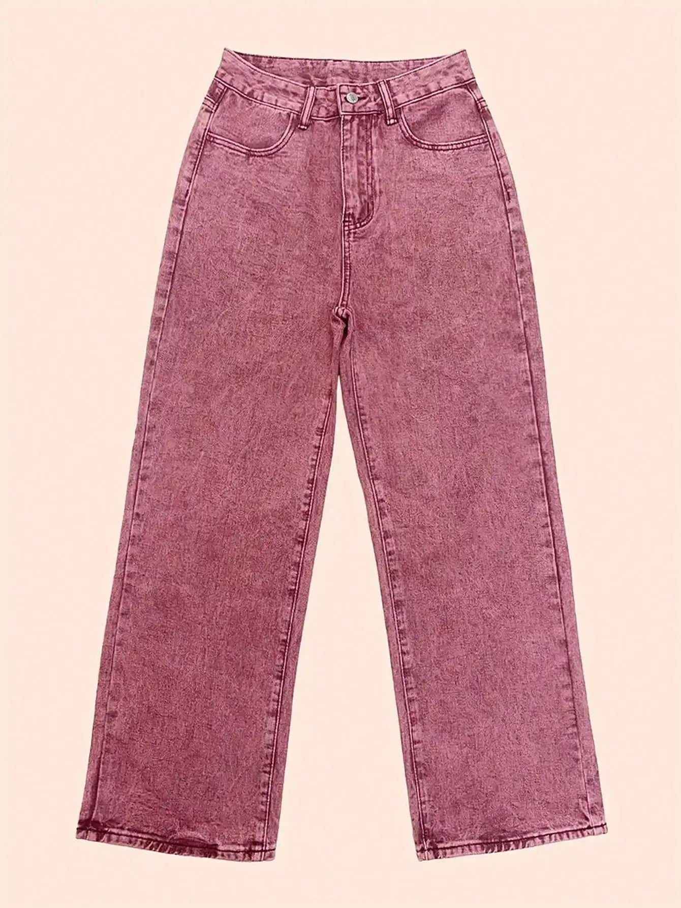 2025 New Style Y2 American Fashion Trend Women's Solid Color Straight-Leg Jeans, Comfortable, Unisex Style