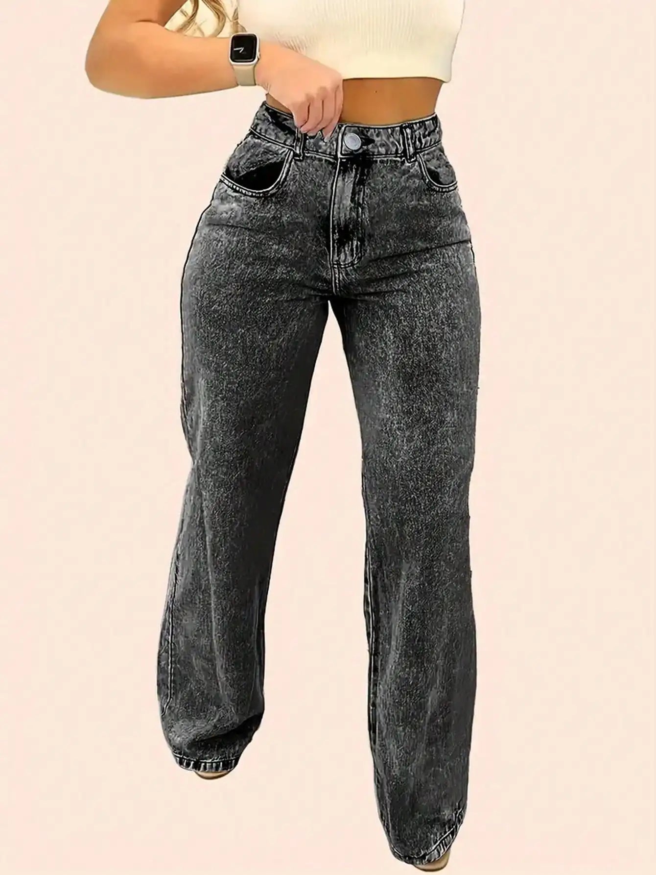 2025 New Style Y2 American Fashion Trend Women's Solid Color Straight-Leg Jeans, Comfortable, Unisex Style