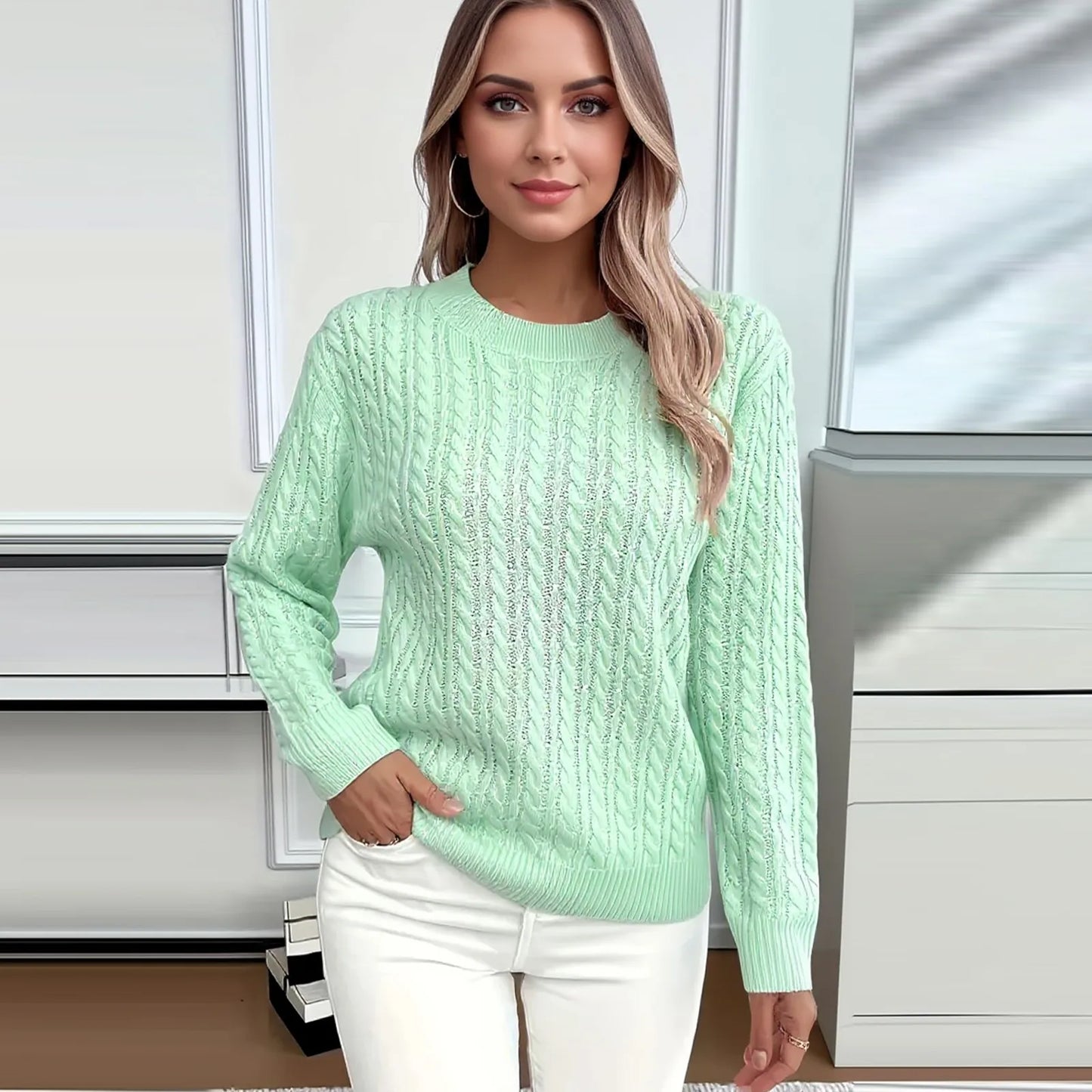 Womens Sweaters Long Sleeve Fall Soft Lightweight Knit Loose Sweater Tops Ropa De Mujer Winter Clothes Woman Sweater For Woman
