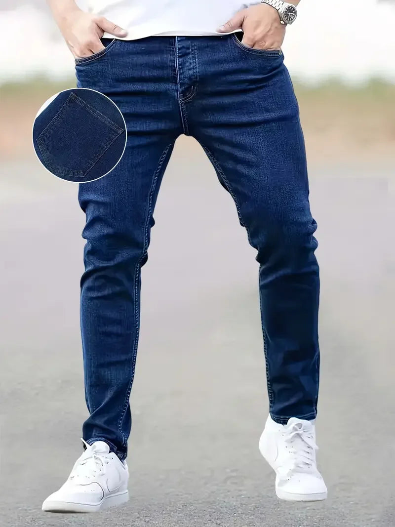 Street Fashion Solid Color Men'S Jeans - Slim Fit Fashionable Men'S Jeans For All Seasons