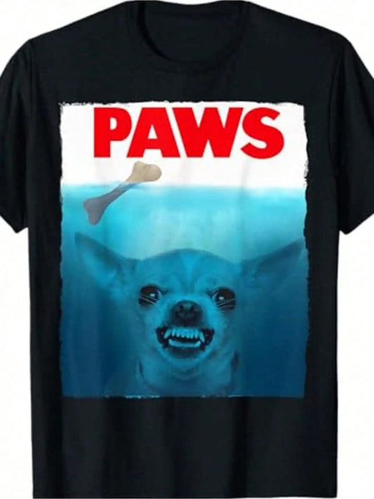 Cotton Casual T-shirt Chihuahua Dog Paws Cute Movie Poster Pet Funny T-Shirt Comfortable Cotton Crew Neck Short Sleeve Tee