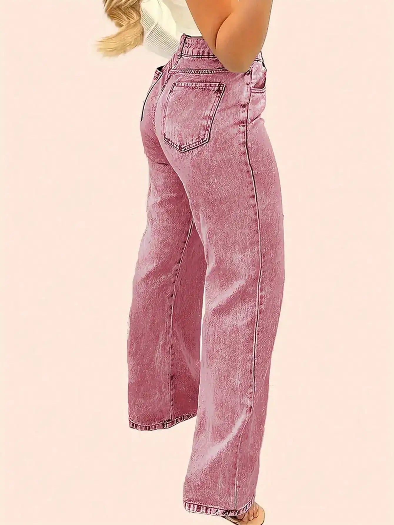 2025 New Style Y2 American Fashion Trend Women's Solid Color Straight-Leg Jeans, Comfortable, Unisex Style